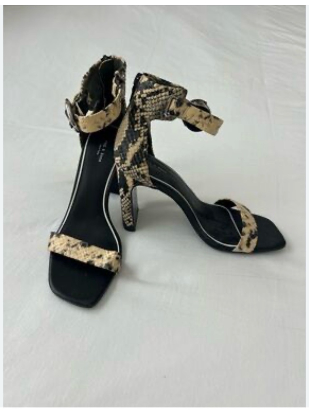rag & bone Snake-Print Ankle Strap High Heels - Black & Beige